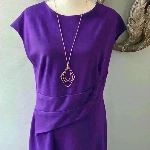 Vibrant purple Escada cap sleeve sheath knit dress size 42(US size 12) - Picture 2 of 7